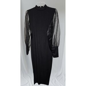 Whimsigoth Steampunk Witchy Highneck Renaissance Grunge Puff Sleeve Maxi Dress M